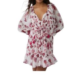 Minidress Free People Floral Print Camella with Ruffle Hem